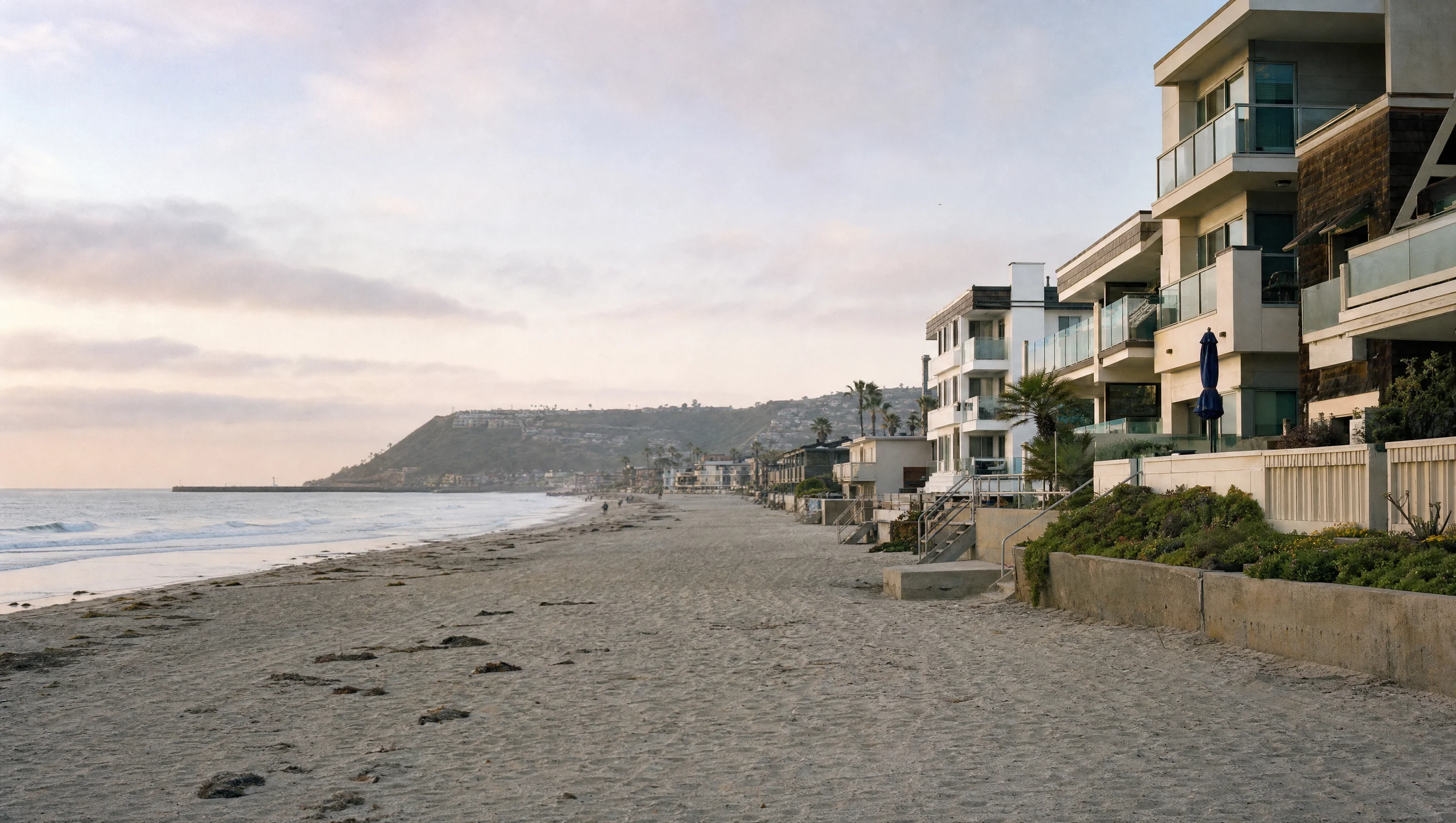 Redondo Beach coastal apartments above the sand