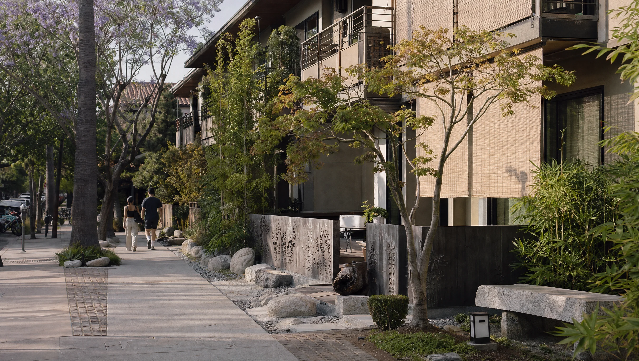 West LA and Sawtelle apartment street with mature trees